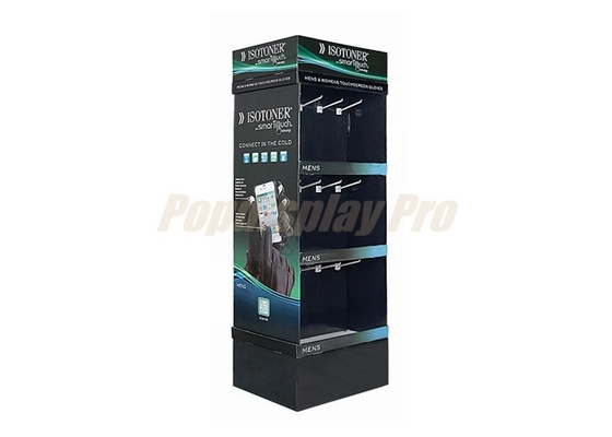 Customized 3 Shelf Cardboard Display Stands With Hooks Structural Design