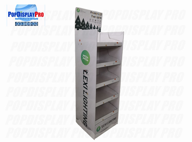 Temporary Cardboard Shelf Display Led Lights CMYK / 4C Print For Holidays